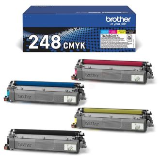 Toners d'origines Brother TN248CMYK - multipack 4 couleurs : noir, cyan, magenta, jaune