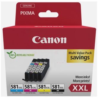 Cartouches d'origines Canon 1998C005 / CLI-581 XXL - multipack 4 couleurs : noire, cyan, magenta, jaune